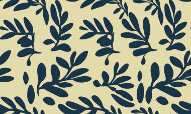 Soyut organik yaprak şekillerinden yapılmış çiçek deseni. Kusursuz modern desen.