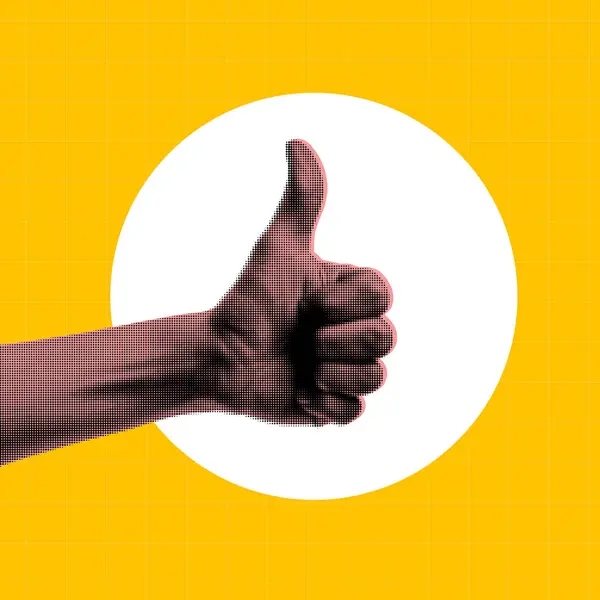 Thumbs Trendy Vector Halftone Collage Design Grunge Hand Design — стоковый вектор
