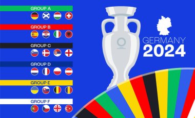Germany european soccer competition 2024 groups. Vector banner design.