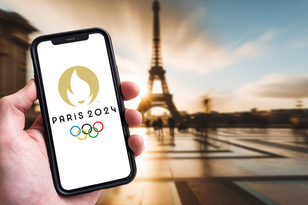 Paris 2024 olympic logo on a smart phone.