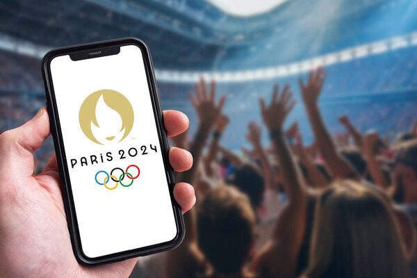 Paris 2024 olympic logo on a smart phone.