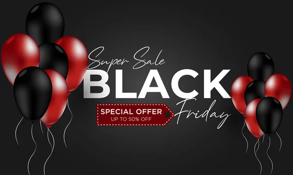 Super Sale Black Friday Hintergrund Mit Luftballons — Stockfoto