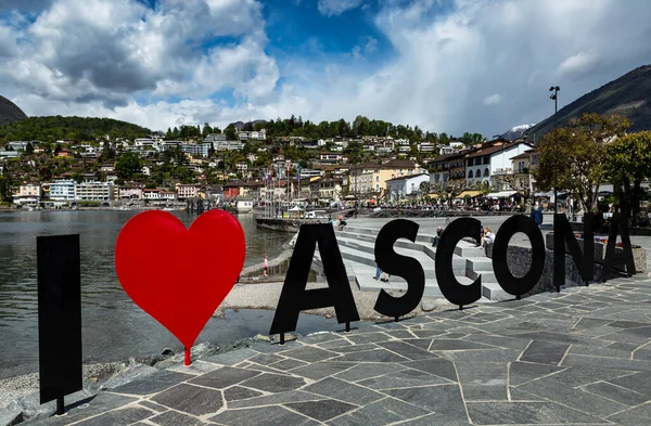 Ascona Svizzera Aprile 2023 Vista Alto Angolo Sulla Città Ascona — Foto Stock