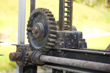 Metal teçhizat - teknoloji ve bir makinenin dişlileri, yakın çekim