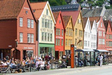 İskandinav ticaret kasabası Hanseatic çeyrek Bryggen Norveç