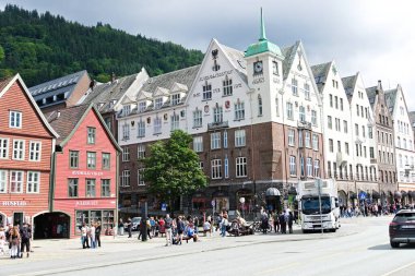 Tarihsel açıdan önemli ticaret evi Kjobmandsstuen, Bryggen, Norveç