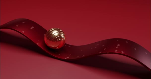 Boule Glissant Sur Forme Abstraite Vague Fond Rouge Boucle Animation — Video