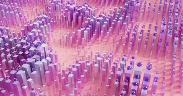 Скляні Сфери Зверху Ривка Хвильовій Формі Смуги Абстрактний Анімаційний Фон — стокове відео