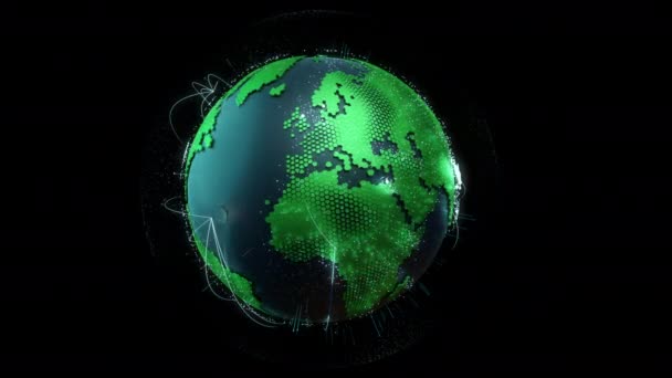 Bağlantı Internet Kavramına Sahip Dünya Küresi Yakın Plandan Geniş Açıya — Stok video
