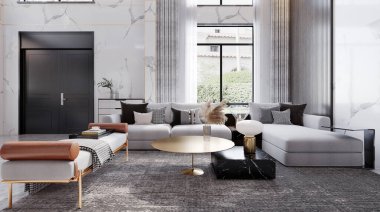 büyük lüks modern oturma odası 3D resimleme