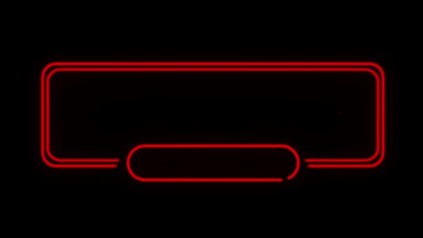 黑色屏幕上的动画彩色霓虹灯文本框隔离 — 图库视频影像