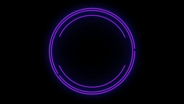 Animazione Colorato Neon Luce Casella Testo Isolare Sullo Schermo Nero — Video Stock