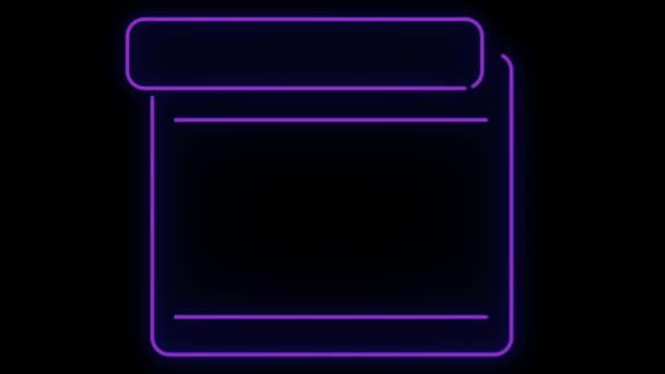 Animation Colorful Neon Light Text Box Isolate Black Screen — Stock Video