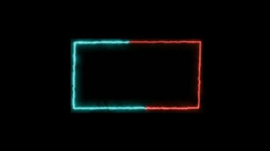 Canlandırılmış neon ışıklı geometrik şekil siyah arkaplan üzerinde izole.
