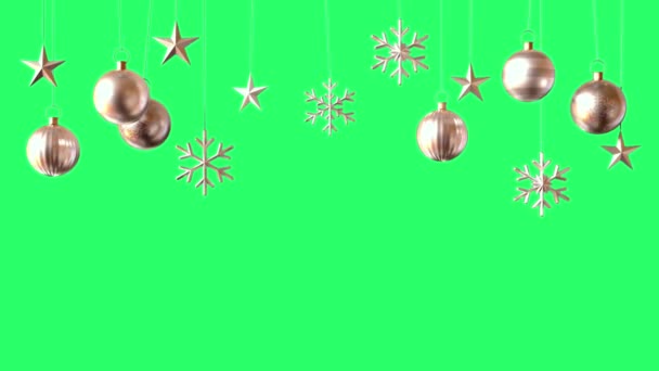Animace Stříbrná Barva Koule Izolovat Zeleném Pozadí Pro Design Vánoce — Stock video