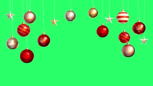 Animation Boules Rouges Isoler Sur Fond Vert Pour Conception Noël — Video