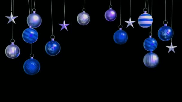 Animazione Palle Blu Isolare Sfondo Nero Natale Design Nuovo Modello — Video Stock