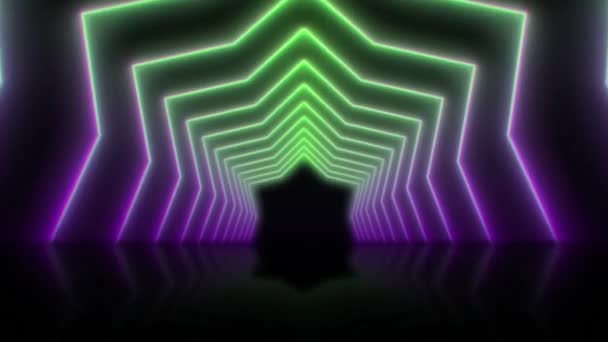 Animazione Colorata Neon Luce Forma Geometrica Isolare Sfondo Nero — Video Stock