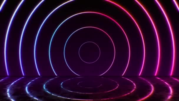 Animation Néon Coloré Forme Géométrique Lumière Isoler Sur Fond Noir — Video