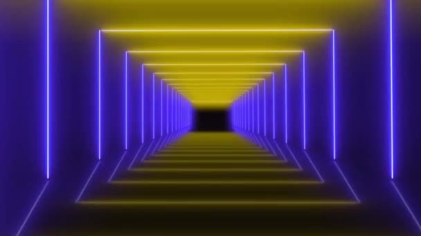 Animatie Coloeful Neon Licht Geometrische Vorm Isoleren Zwarte Achtergrond — Stockvideo