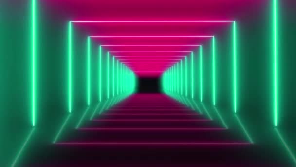 Animacja Kolorowy Neon Światło Geometryczny Kształt Izolat Czarnym Tle — Wideo stockowe