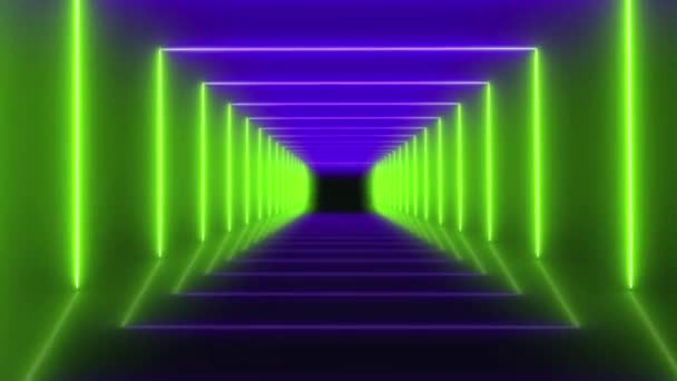 Animace Barevné Neonové Světlo Geometrický Tvar Izolovat Černém Pozadí — Stock video