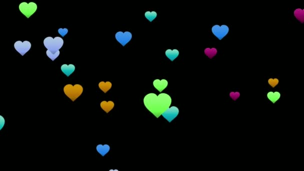 Animazione Cuori Colorati Forma Isolare Galleggiante Modello San Valentino — Video Stock