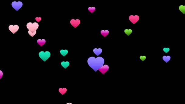 动漫五彩缤纷的心形隔离浮出情人节的模板 — 图库视频影像