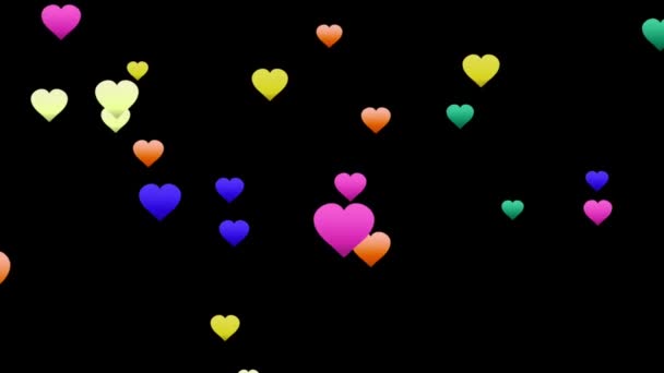 Animation Coeurs Colorés Forme Isoler Flottant Pour Modèle Saint Valentin — Video