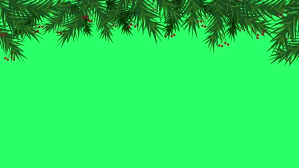 Анимационная Зеленая Рамка Дизайна Рождество Новый Год Шаблон Изолировать Зеленом — стоковое видео