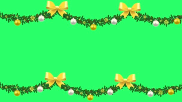 Animatie Groen Frame Voor Design Kerst Nieuwjaar Sjabloon Isoleren Groen — Stockvideo