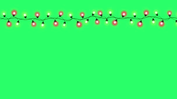 Animatie Kleurrijke Licht Slinger Frame Voor Ontwerp Kerst Nieuwjaar Template — Stockvideo