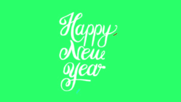 Tekst Animacji Szczęśliwego Nowego Roku Izolat Zielonym Tle — Wideo stockowe