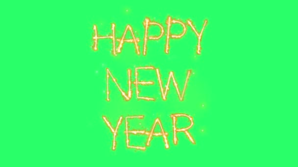 Animation Text Happy New Year Isolate Green Background — Stock Video
