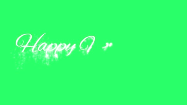 Animációs Szöveg Boldog Évet Elszigetelten Zöld Háttér — Stock videók