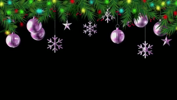 Animation Silver Balls Black Background Design Christmas New Year Template — Stock Video