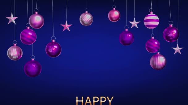 アニメーションカラフルなボールは デザインのクリスマスや新年のテンプレートのための青の背景に隔離 — ストック動画