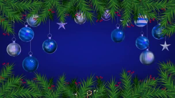 Animation Färgglada Bollar Isolera Blå Bakgrund För Design Jul Eller — Stockvideo