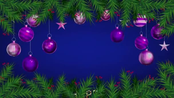 Animation Färgglada Bollar Isolera Blå Bakgrund För Design Jul Eller — Stockvideo