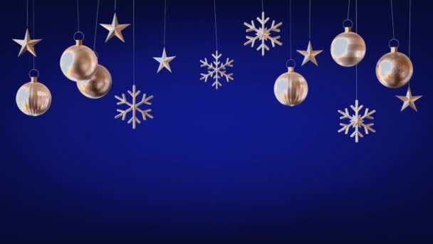 Animacja Kolorowe Kulki Izolować Niebieskim Tle Projektowania Bożego Narodzenia Lub — Wideo stockowe