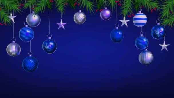 Animação Bolas Natal Coloridas Isolar Fundo Azul Para Natal Design — Vídeo de Stock