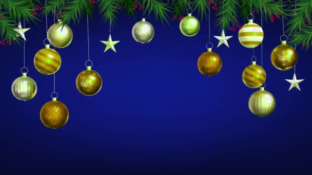 Animation Orange Balls Isolate Blue Background Design Christmas New Year — Stock Video