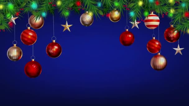 Animáció Színes Karácsonyi Labdák Izolálni Kék Háttér Tervezés Karácsony Vagy — Stock videók