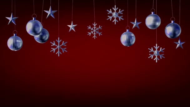 Animasyon Renklendirici Noel Topları Tasarım Için Kırmızı Arkaplanda Izole Edilir — Stok video