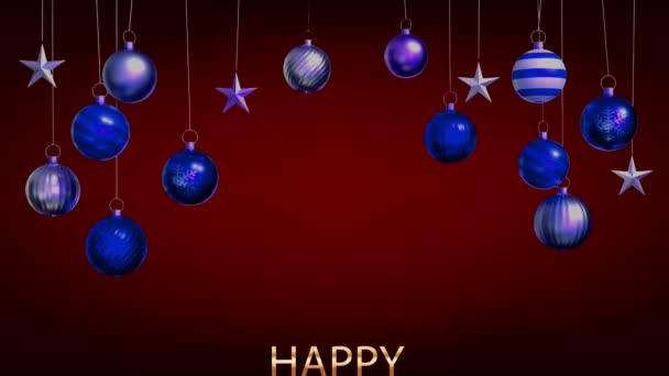 Animace Colorul Vánoční Koule Izolovat Červeném Pozadí Pro Design Vánoce — Stock video