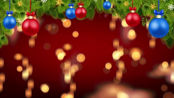 设计圣诞礼物或新年模板时带有红色背景的动画橙色灯笼 — 图库视频影像
