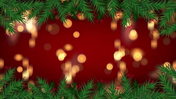 Анимация Оранжевый Свет Боке Красным Фоном Дизайна Рождество Новый Год — стоковое видео