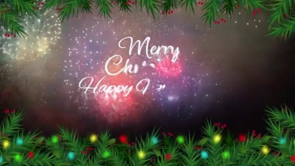 Animatie Tekst Trouwen Kerstmis Gelukkig Nieuw Jaar Met Realistische Kleurrijke — Stockvideo