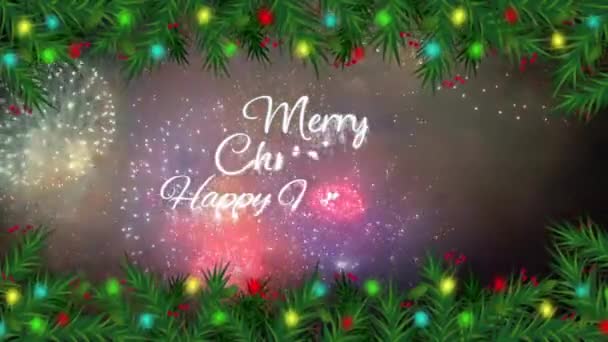Tekst Animacji Poślubić Boże Narodzenie Happy New Year Realistycznym Kolorowym — Wideo stockowe