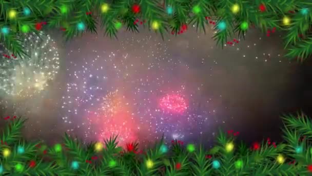 Fondo Fuegos Artificiales Coloridos Realistas Para Navidad Diseño Plantilla Año — Vídeos de Stock